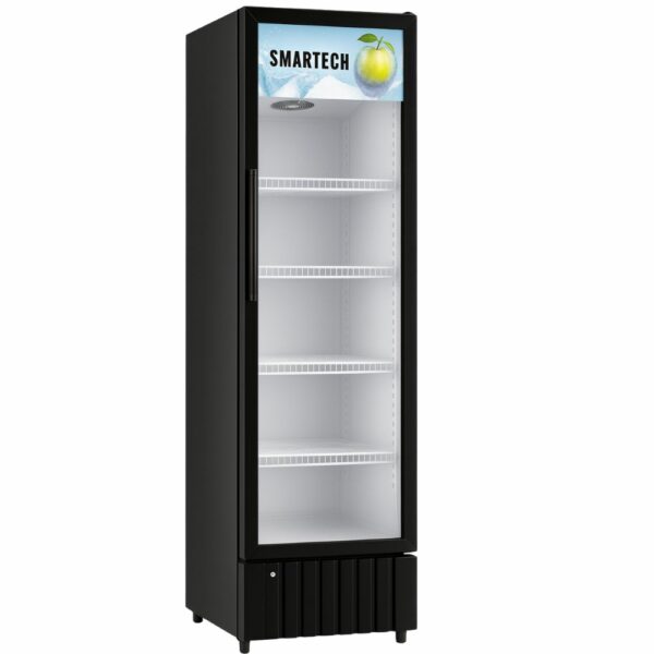 Exhibidor Refrigerado 10 pies cubicos Smartech puerta crital templado color negro nesm-280 con logo